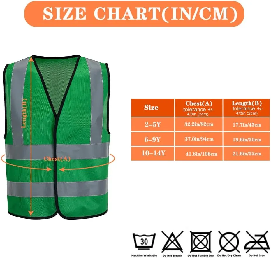 AYKRM Kids High visibility viz vest hi vis viz reflective safety vests