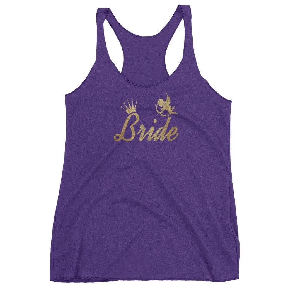 Bachelorette Party Bride To Be Metallic Gold for Wedding Ideas Bridal Shower  Women's Racerback Tank
