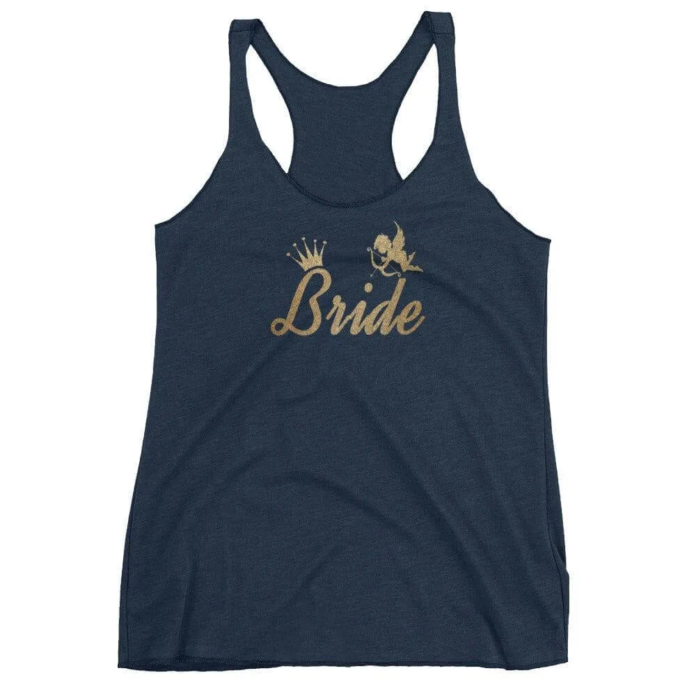 Bachelorette Party Bride To Be Metallic Gold for Wedding Ideas Bridal Shower  Women's Racerback Tank