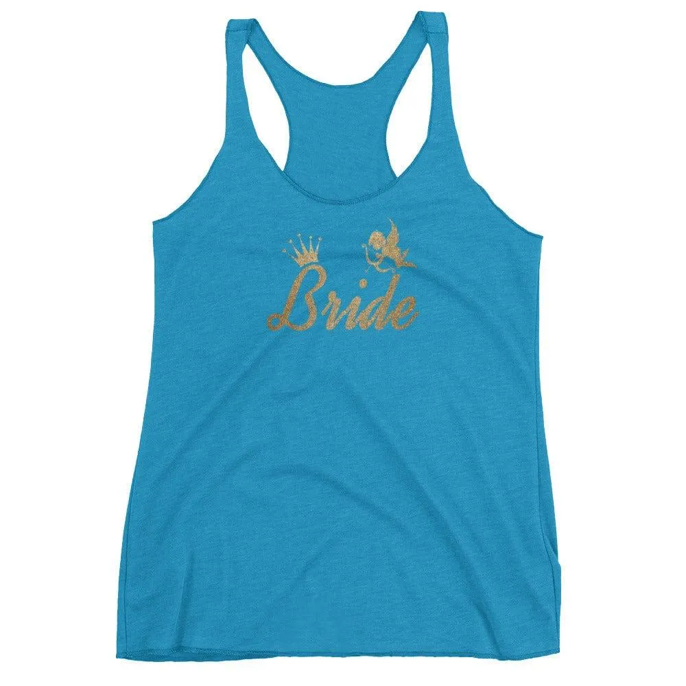 Bachelorette Party Bride To Be Metallic Gold for Wedding Ideas Bridal Shower  Women's Racerback Tank