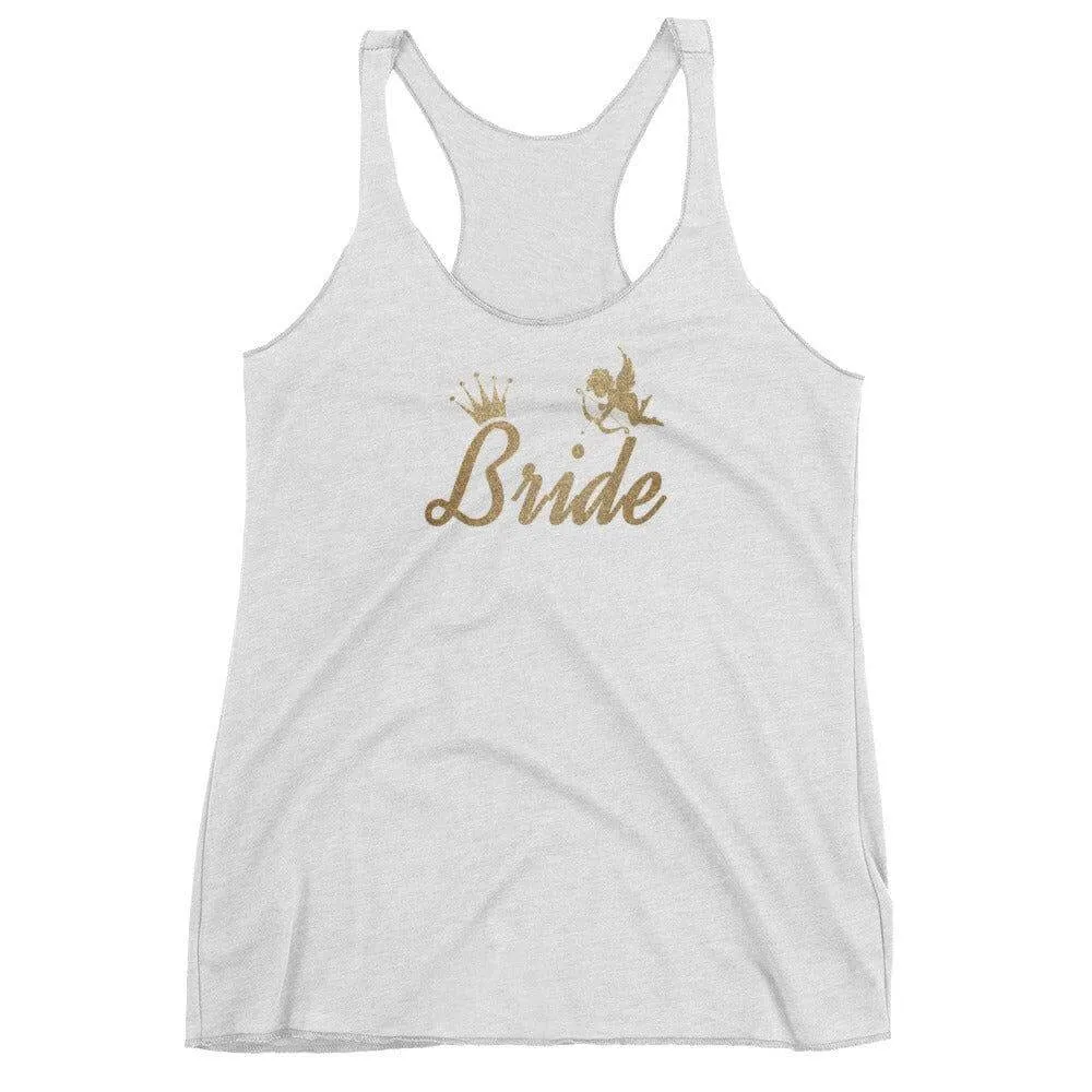 Bachelorette Party Bride To Be Metallic Gold for Wedding Ideas Bridal Shower  Women's Racerback Tank