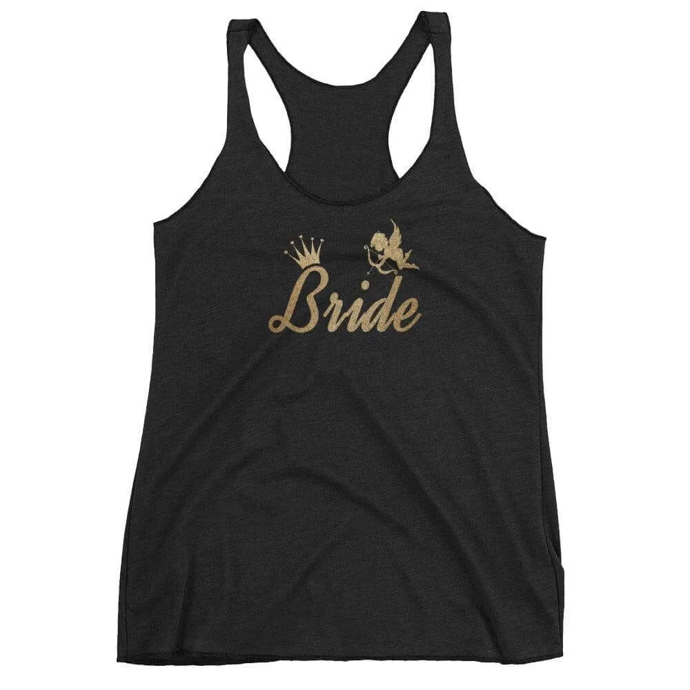 Bachelorette Party Bride To Be Metallic Gold for Wedding Ideas Bridal Shower  Women's Racerback Tank