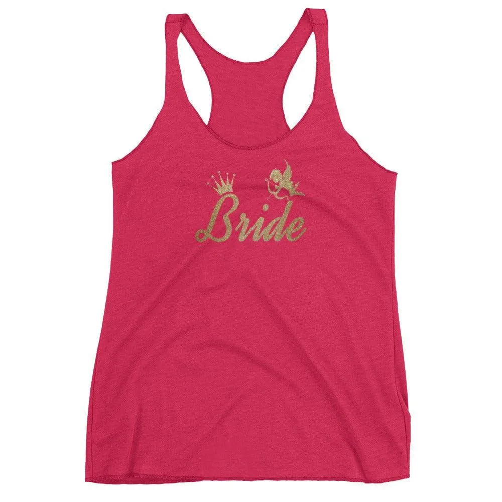 Bachelorette Party Bride To Be Metallic Gold for Wedding Ideas Bridal Shower  Women's Racerback Tank