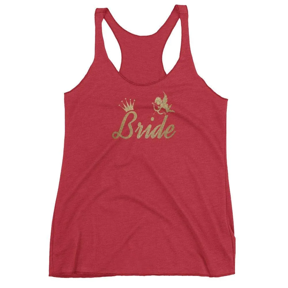Bachelorette Party Bride To Be Metallic Gold for Wedding Ideas Bridal Shower  Women's Racerback Tank