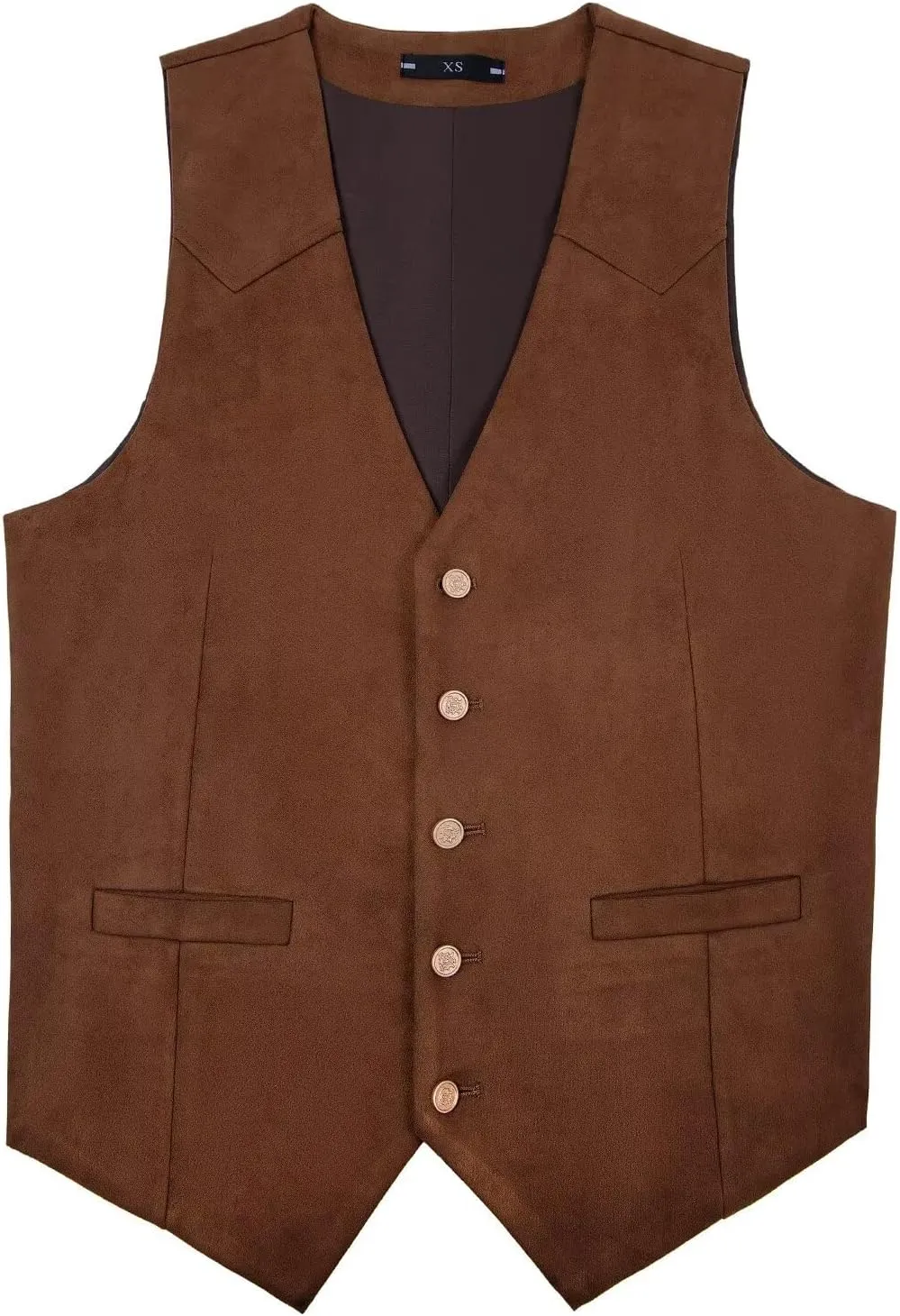 Bakerbear Retro Men's Cowboy Vest Western Suede Leather Dress Suit Vests Waistcoat for Wedding