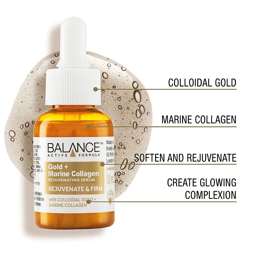 Balance Active Formula The Golden Hour Set (Gold   Marine Collagen Serum, Under Eye Masks & eye serum) - Soften fine lines & wrinkles. Create a radiant glow.