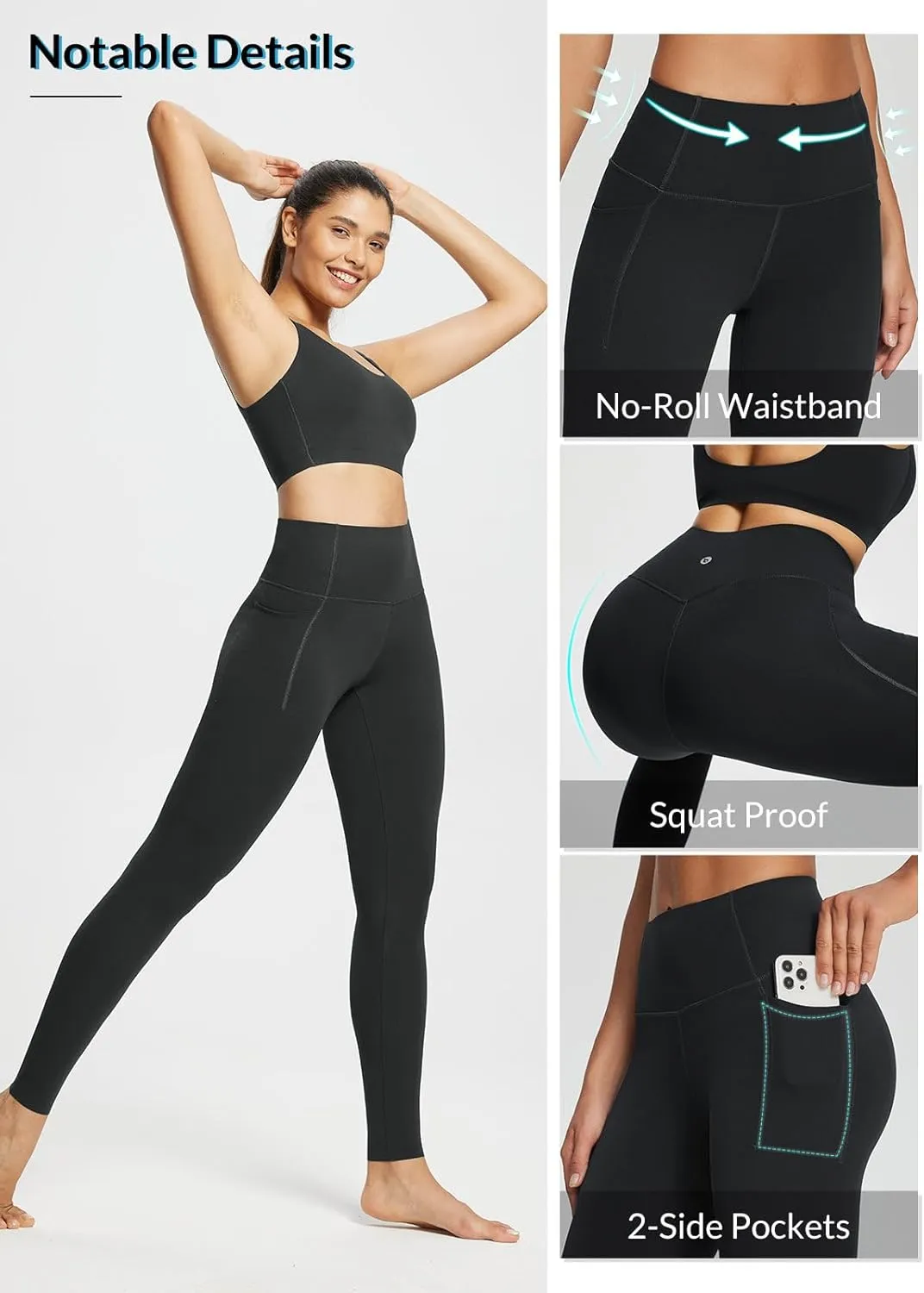 baleaf Freeleaf Women's 7/8 Yoga Leggings with Pockets, High Waisted 27" Workout Lounge Leggings Cozy Soft Athletic Pants