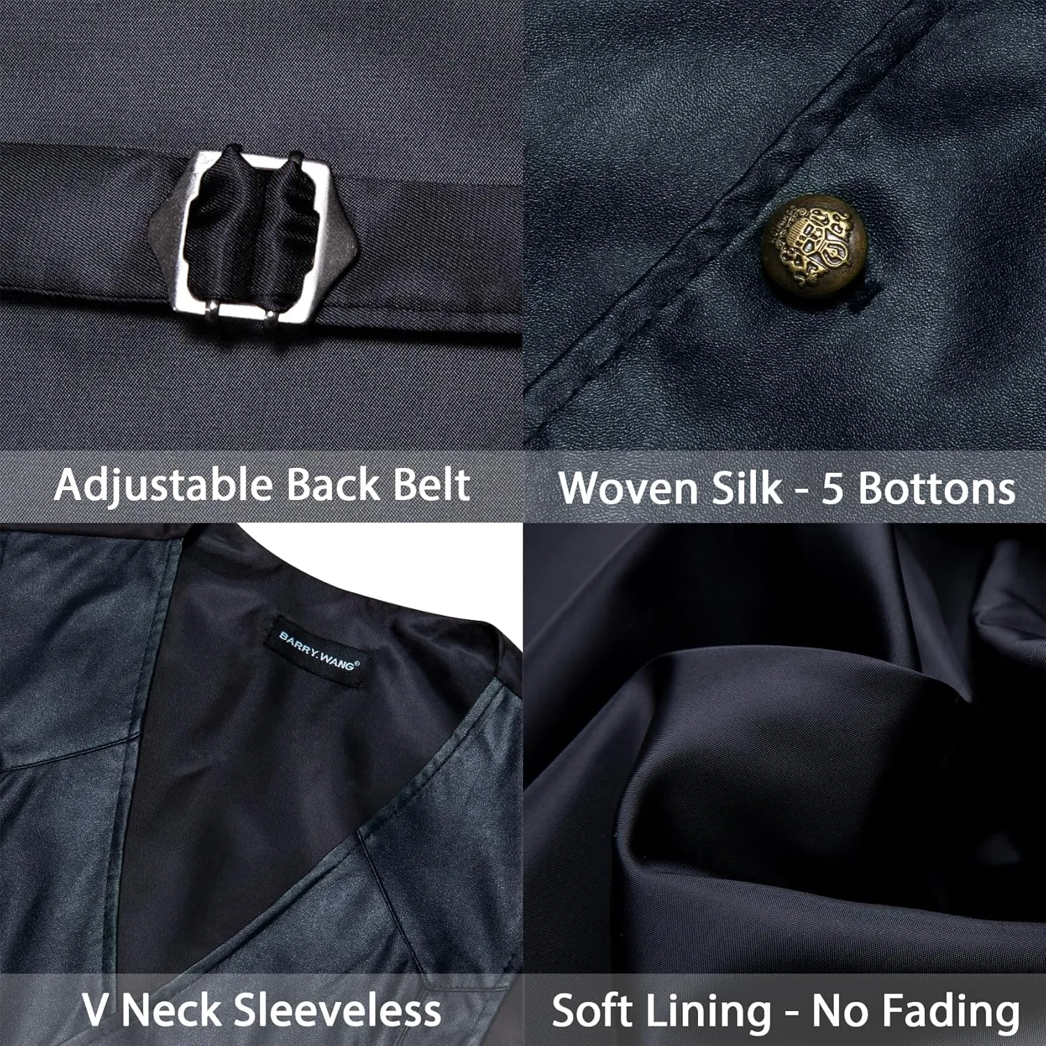 Barry.Wang Mens Leather Suit Vests Casual Western Cowboy Vest V-neck Jacket Lightweight Waistcoat