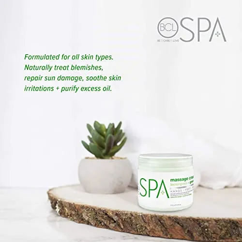 BCL Spa Lemongrass and Green Tea Massage Cream, 16 Ounce