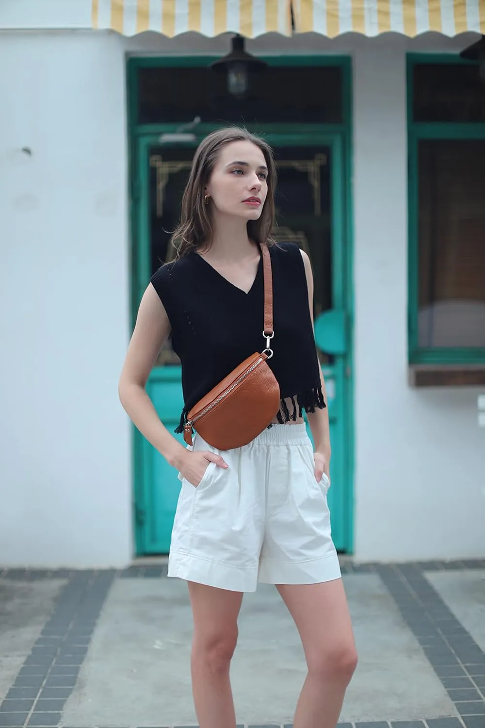 befen Geniune Leather Small Sling Bags Fanny Pack Crossbody Bags Purses Gifts for Women Teen Girls Travel