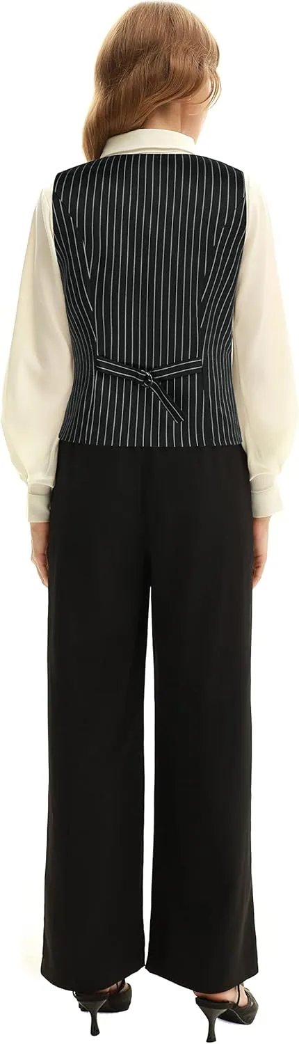 Belle Poque Women's Vintage Waistcoat Vest Suit Vests Double Breasted Sleeveless Blazer Coats