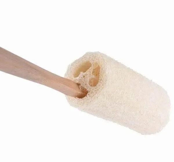 BeNat Natural Loofah Bath Brush with Long Wood Handle Exfoliating Dry Skin Shower Body Scrubber Spa Massager