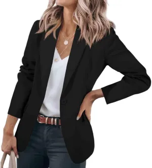 Blazers for Women Business Casual Blazers Open Front Long Sleeve Work Office Suit Jackets Fall Outerwear with Pockets