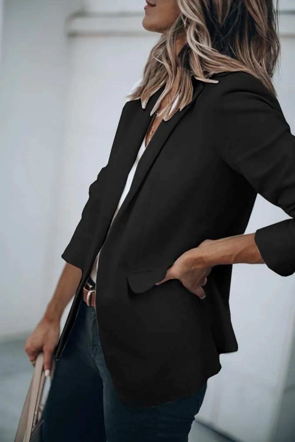Blazers for Women Business Casual Blazers Open Front Long Sleeve Work Office Suit Jackets Fall Outerwear with Pockets
