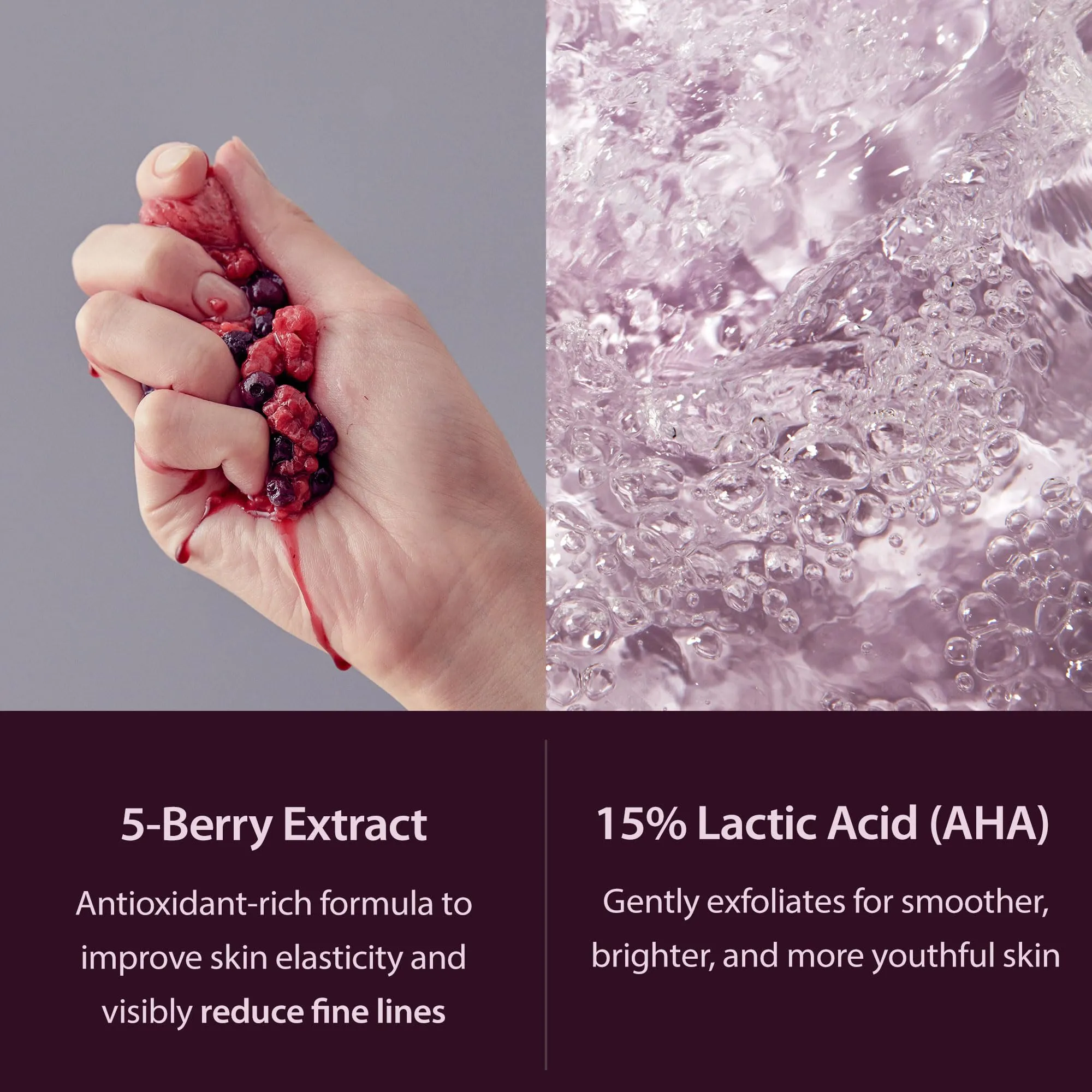 Blithe Patting Splash Mask Exfoliating Face Wash Rejuvenating Purple Berry - Facial Exfoliator with Castor Oil & Lactic Acid for Blemished Dry Skin, K Beauty Elasticity & Firming 2.3 Fl Oz