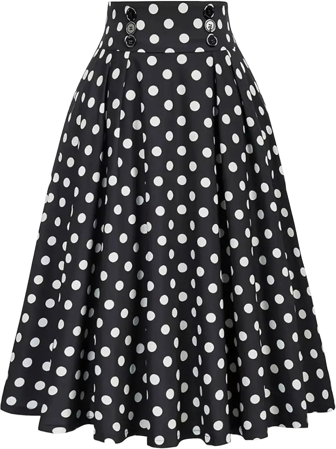 Boho Skirt for Women Elegant Polka Dot High Elastic Waist Skirt Summer Pleated A-Line Flared Maxi Skirts Clothes 2024