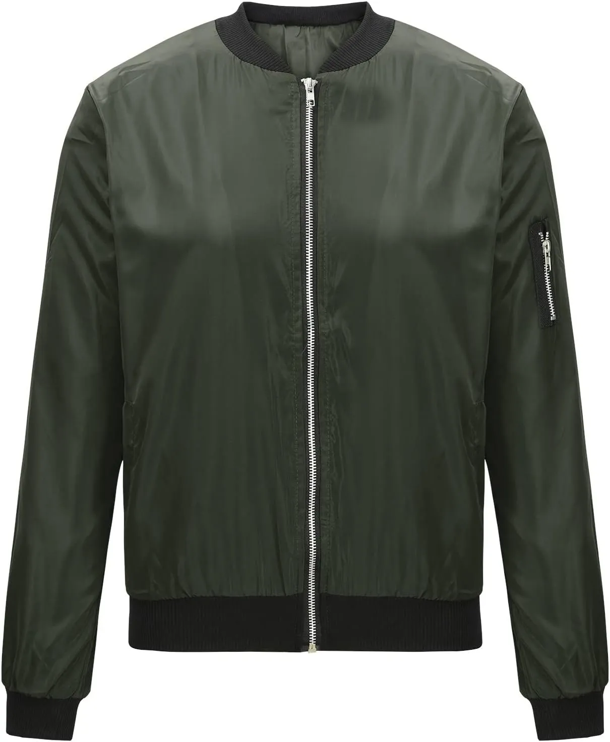 Bomber Jackets for Women Casual Coats Fall Zip Up Jacket Long Sleeve Tops Lightweight Open Front Cardigan