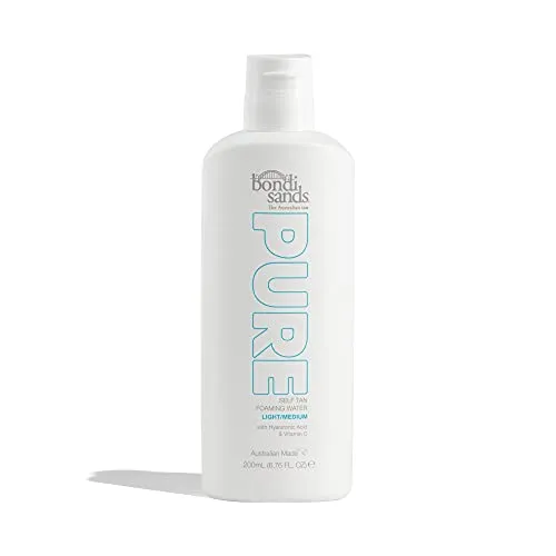 Bondi Sands PURE Light/Medium Self-Tanning Foaming Water | Hydrates with Hyaluronic Acid for a Flawless Tan, Fragrance Free, Cruelty Free, Vegan | 6.76 Oz/200 mL