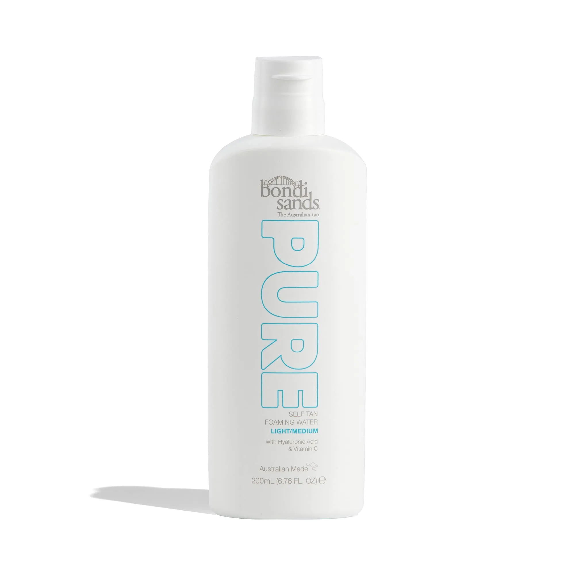 Bondi Sands PURE Light/Medium Self-Tanning Foaming Water | Hydrates with Hyaluronic Acid for a Flawless Tan, Fragrance Free, Cruelty Free, Vegan | 6.76 Oz/200 mL