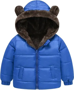 Boys and Girls Middle Children Solid Color Ears Cute Pocket Short Cotton Padded Children's Coat Jacket Boy Size 6