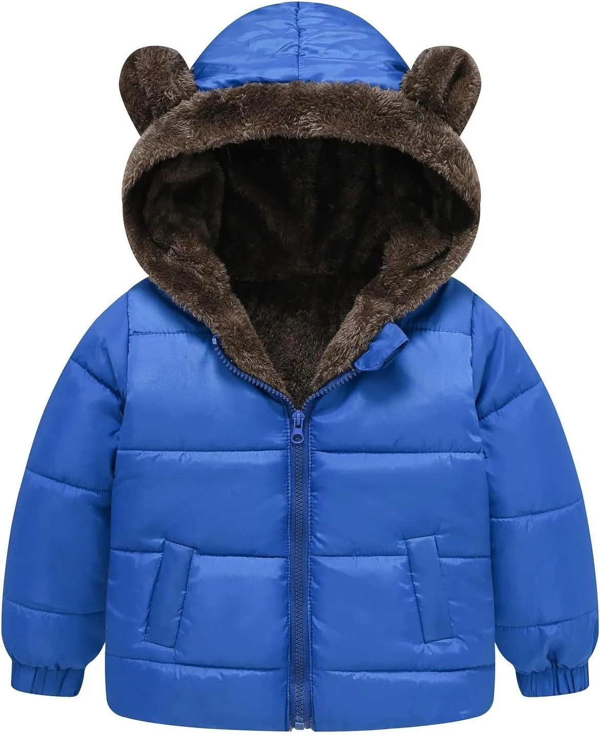 Boys and Girls Middle Children Solid Color Ears Cute Pocket Short Cotton Padded Children's Coat Jacket Boy Size 6