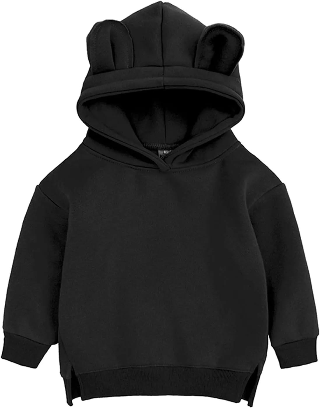 Boys Girls Bear Ears Shape Fleece Warm Hoodies Pullover Toddler Baby Solid Hooded Sweatshirt Cute Fall Clothes