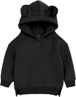 Boys Girls Bear Ears Shape Fleece Warm Hoodies Pullover Toddler Baby Solid Hooded Sweatshirt Cute Fall Clothes