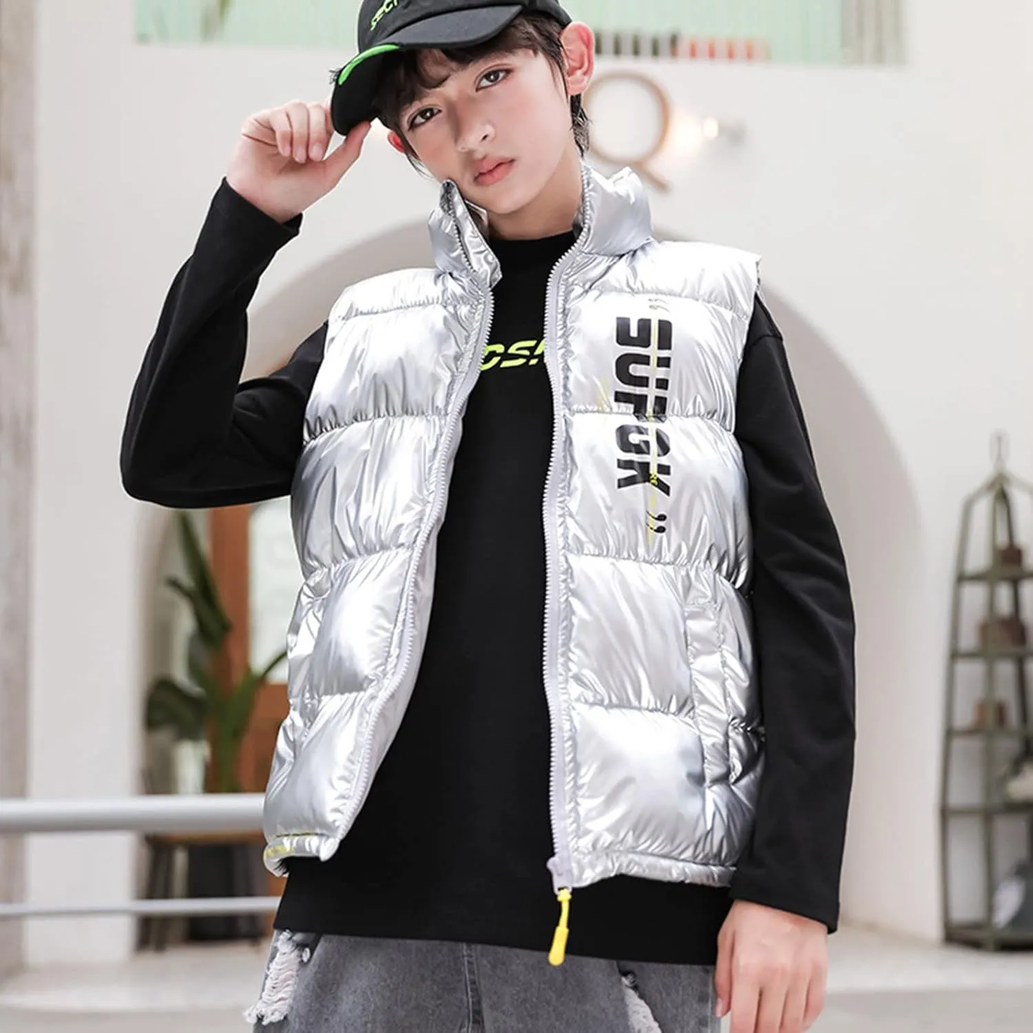 Boys Leather Trench Coat Boys Girls Sleeveless Letter Winter Coats Hooded Jacket Vest Outer Boys Snow Pants with