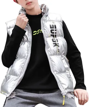 Boys Leather Trench Coat Boys Girls Sleeveless Letter Winter Coats Hooded Jacket Vest Outer Boys Snow Pants with