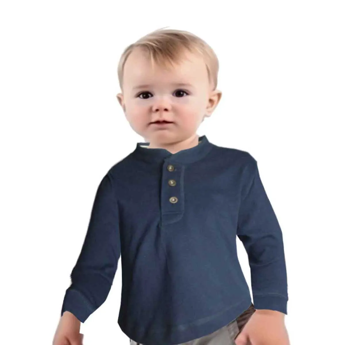 Boys Long-sleeved T-shirt | Plain Colours | Grey, Blue, Red | Age 1-6 Years