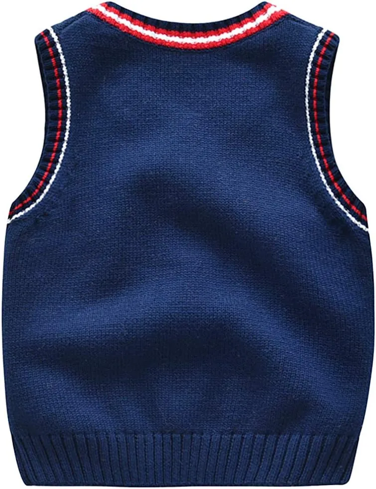 Boys Sweater Vest Cable Knit V-Neck Knitted Uniform Toddler Kids Girls Clothes Dress Vests
