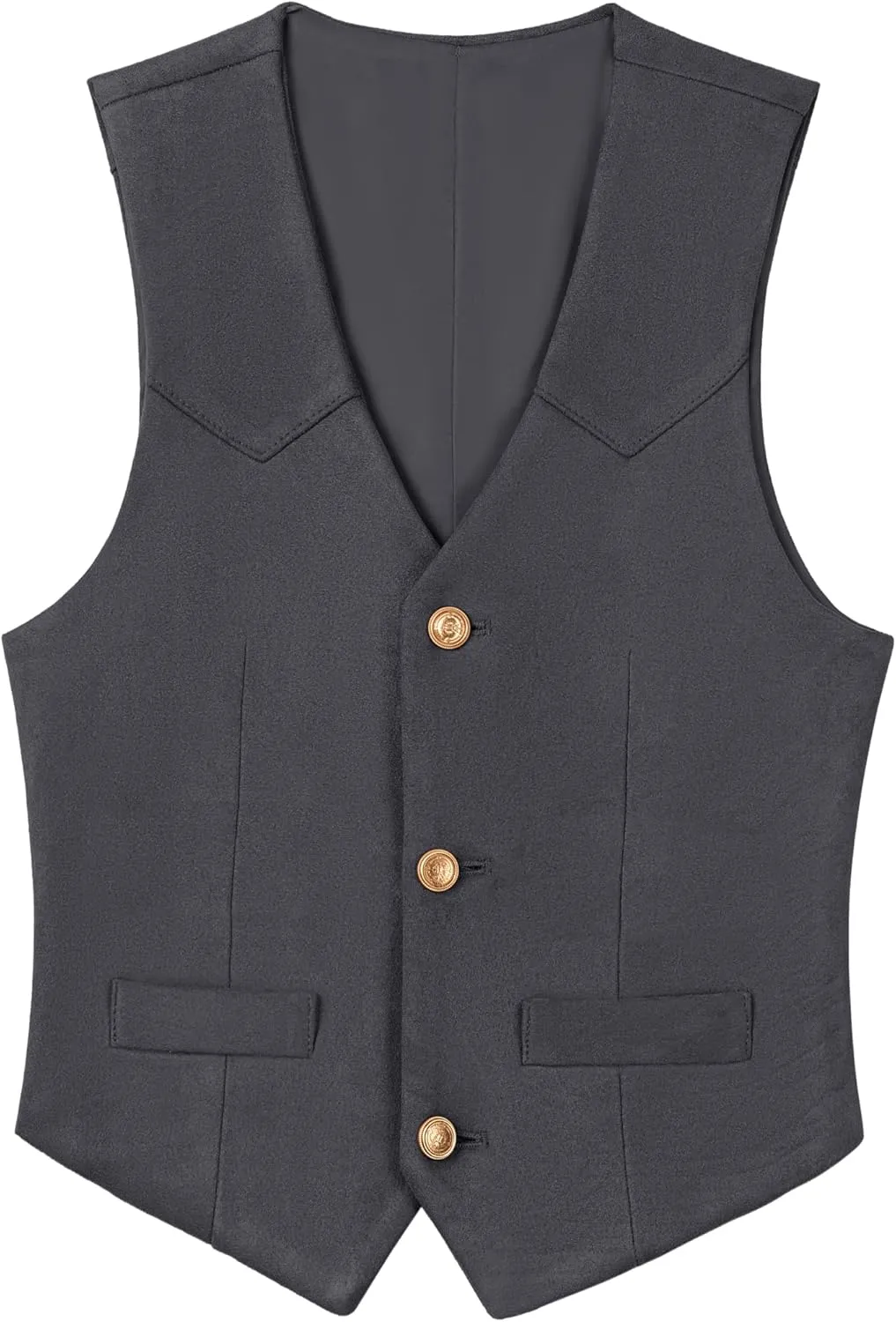 Boys Vest Leather Western Cowboy Dress Vests with Pockets Vintage Suede V Neck Formal Wedding Waistcoat