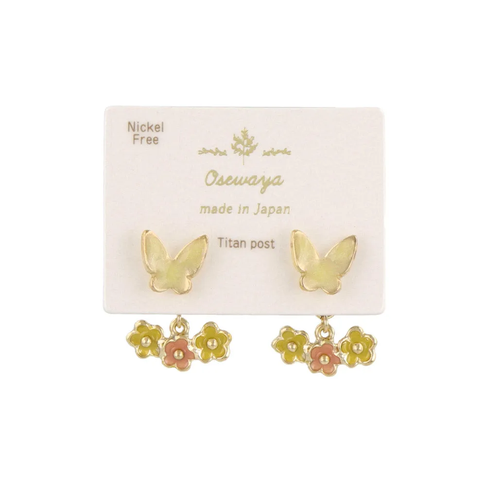 Butterfly and Flower Front Back Earrings