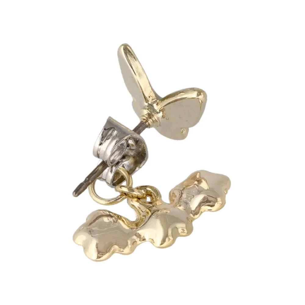 Butterfly and Flower Front Back Earrings