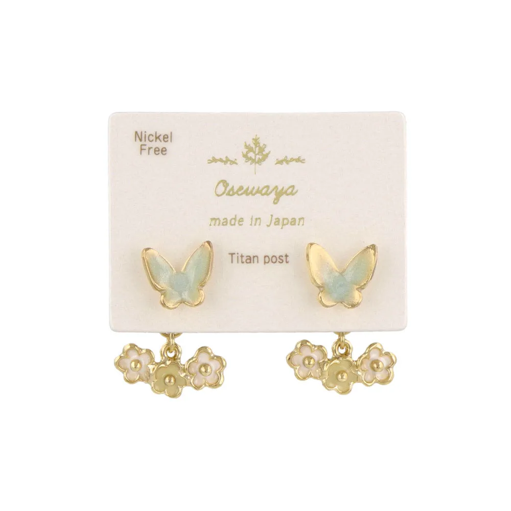 Butterfly and Flower Front Back Earrings