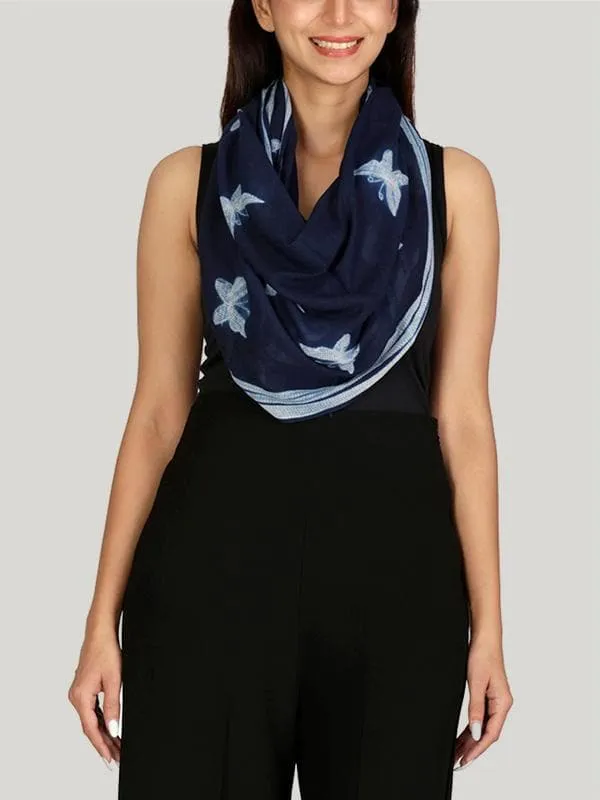 Butterfly Cotton Shibori Stole Indigo