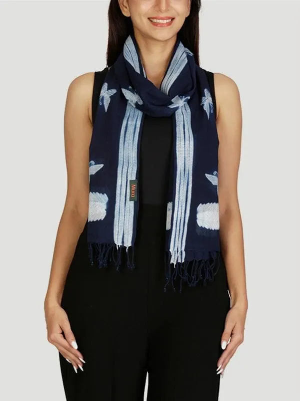 Butterfly Cotton Shibori Stole Indigo