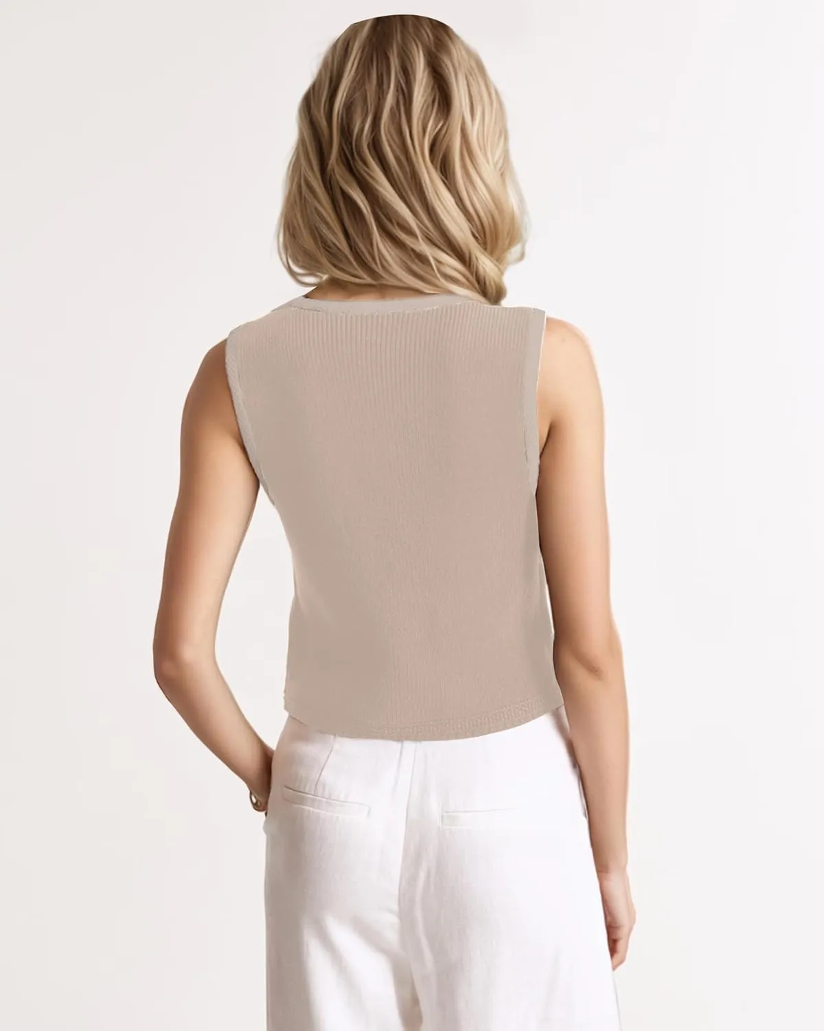 Button Up Sweater Vest for Women 2024 V Neck Sleeveless Tank Tops Cardigan Vests