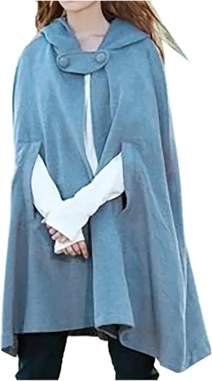 BZGTZT Women's Hooded Cloak Coat Fashion Wool Blend Poncho Cape Vintage Plus Size Cardigans Trench Coats,For Winter