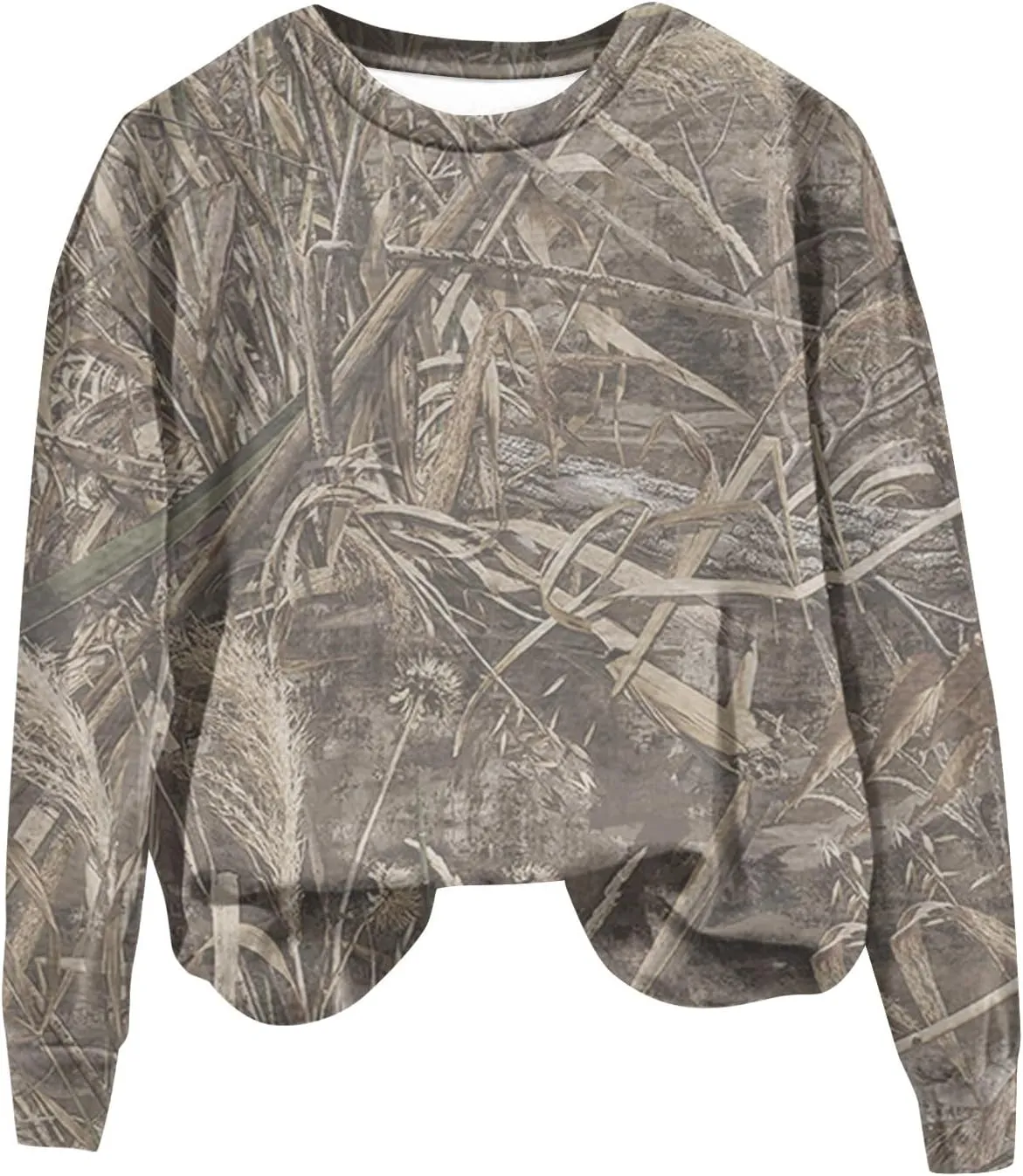 Camo Sweatshirts for Women Maplr Leaf Print Crewneck Sweatshirts Long Sleeve Oversized Pullover Fall Camo Sweater