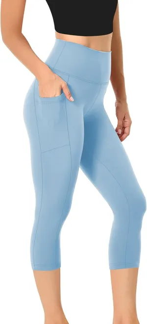 Capri Leggings for Women Butt Lift with Pockets High Waisted Tummy Control Soft Yoga Capris Workout Running Leggings