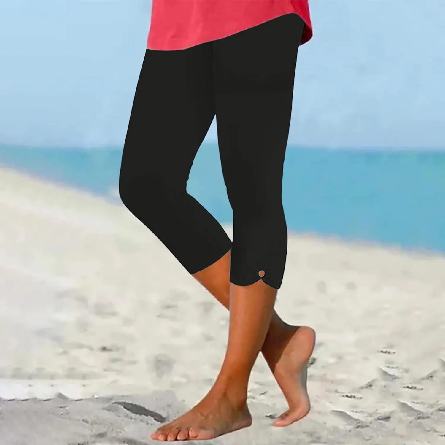 Capri Leggings for Women High Waisted Leggings Casual Knee Length Capri Pants Dressy Trendy Comfy Cut Out Yoga Ladies Trouser