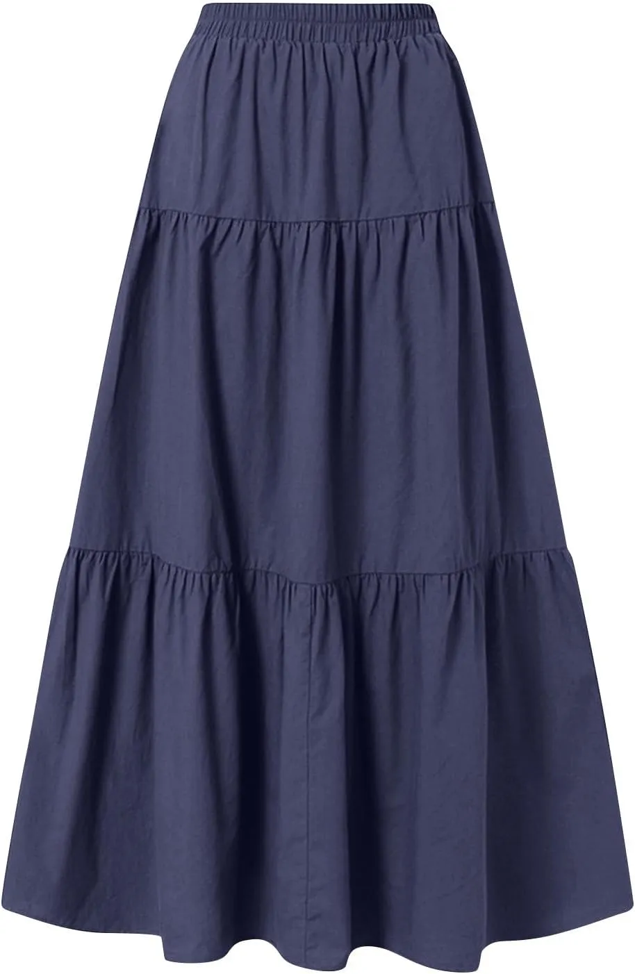 Casual Maxi Skirt for Women Summer Drawstring High Waisted A-Line Skirts Flowy 3-Layer Tiered Ruffle Skirts Long