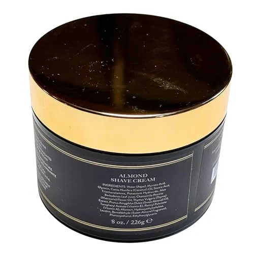 Caswell-Massey Heritage Almond Shave Cream, Natural Men’s Shaving Cream for Smooth Beard Shaving, Soothing for Sensitive Skin, USA Made, 8 Fl Oz