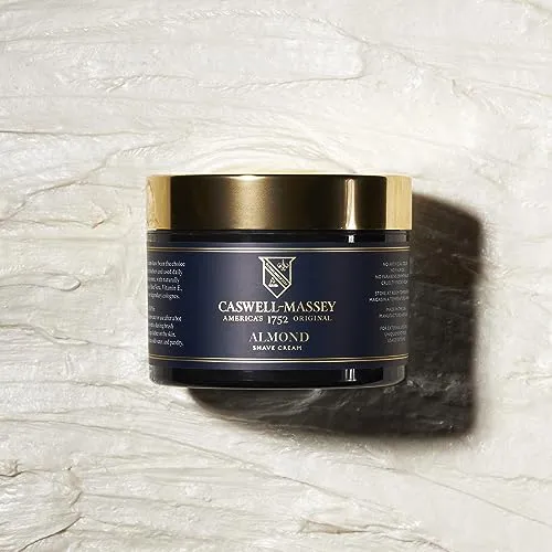 Caswell-Massey Heritage Almond Shave Cream, Natural Men’s Shaving Cream for Smooth Beard Shaving, Soothing for Sensitive Skin, USA Made, 8 Fl Oz