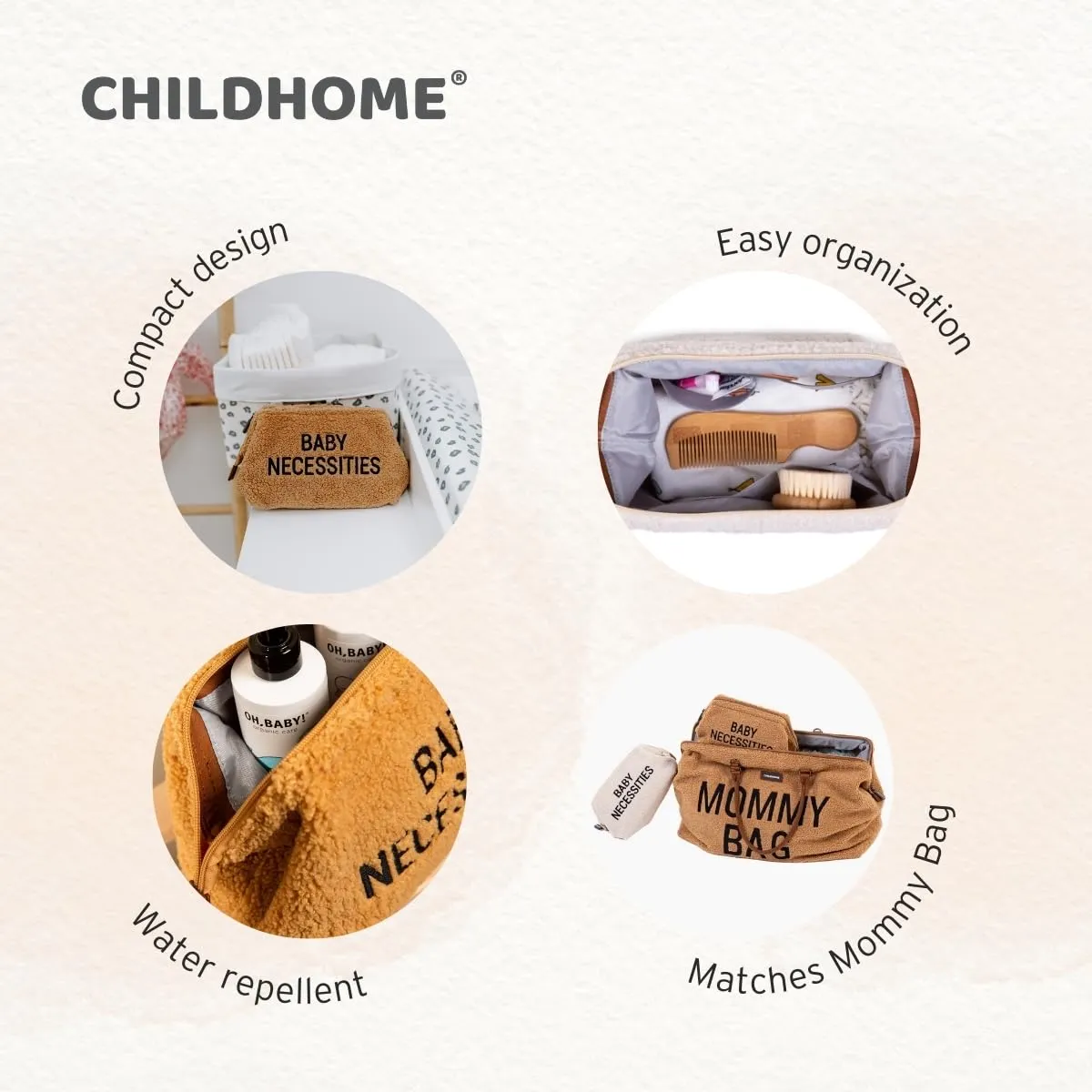 Childhome Baby Necessities Toiletry Bag, Baby Zipper Travel Toiletry Bag, Makeup Travel Pouch, Baby Essentials Must Haves, Black Gold