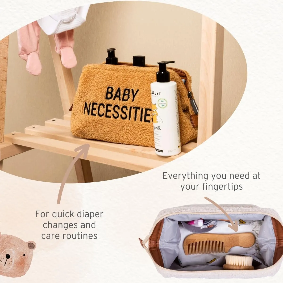 Childhome Baby Necessities Toiletry Bag, Baby Zipper Travel Toiletry Bag, Makeup Travel Pouch, Baby Essentials Must Haves, Black Gold