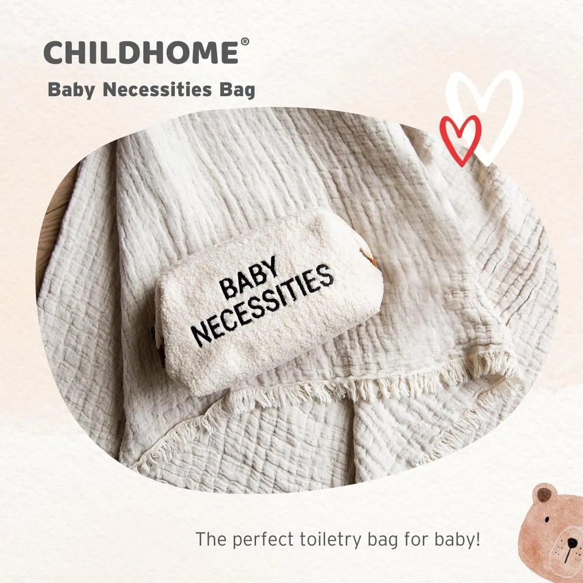 Childhome Baby Necessities Toiletry Bag, Baby Zipper Travel Toiletry Bag, Makeup Travel Pouch, Baby Essentials Must Haves, Black Gold