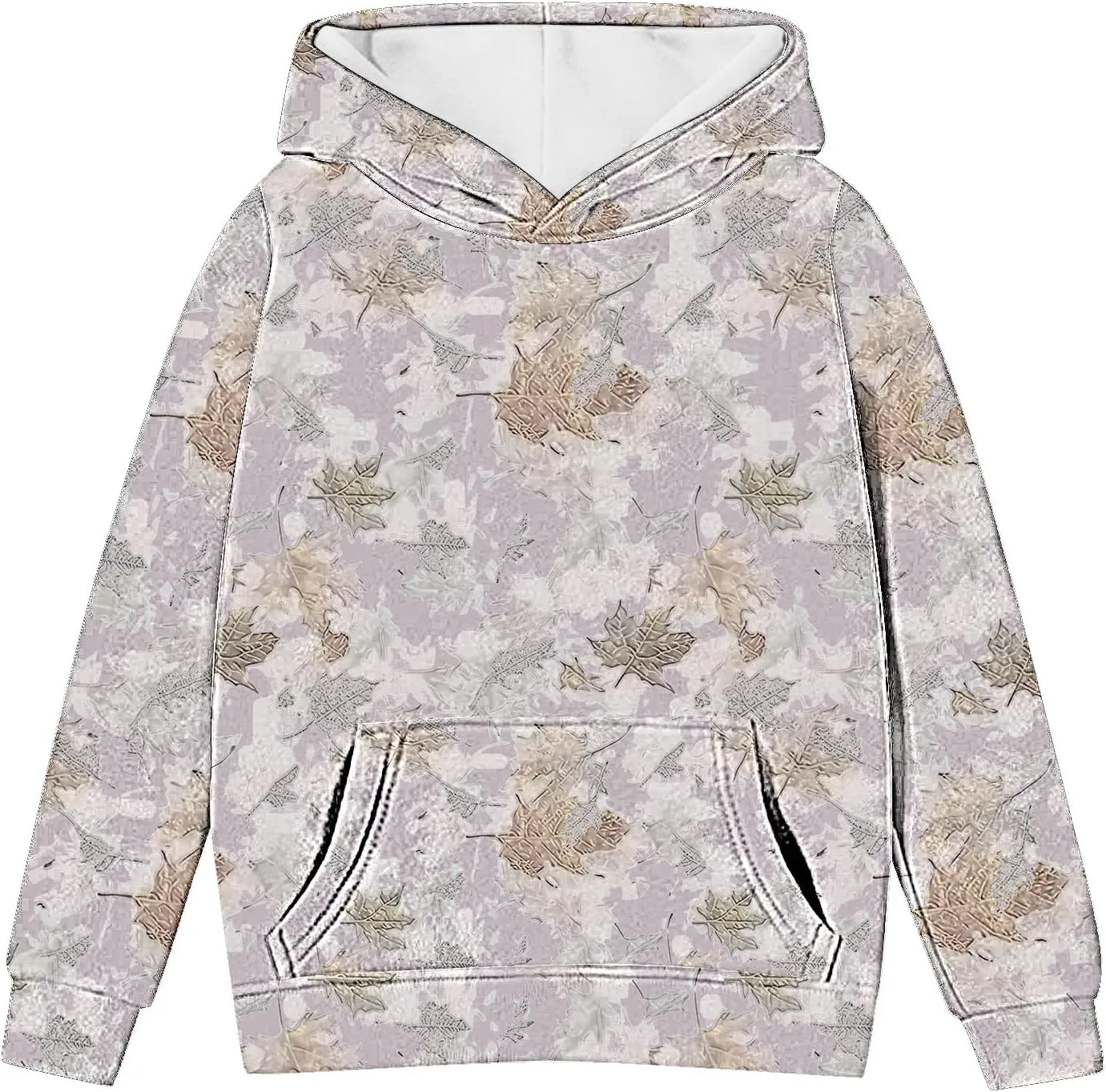 Children's Hoodies Camo Oversized Sweatshirt Maple Leaf Print Pullover Trendy Cute Long Sleeve Tops with Pockets