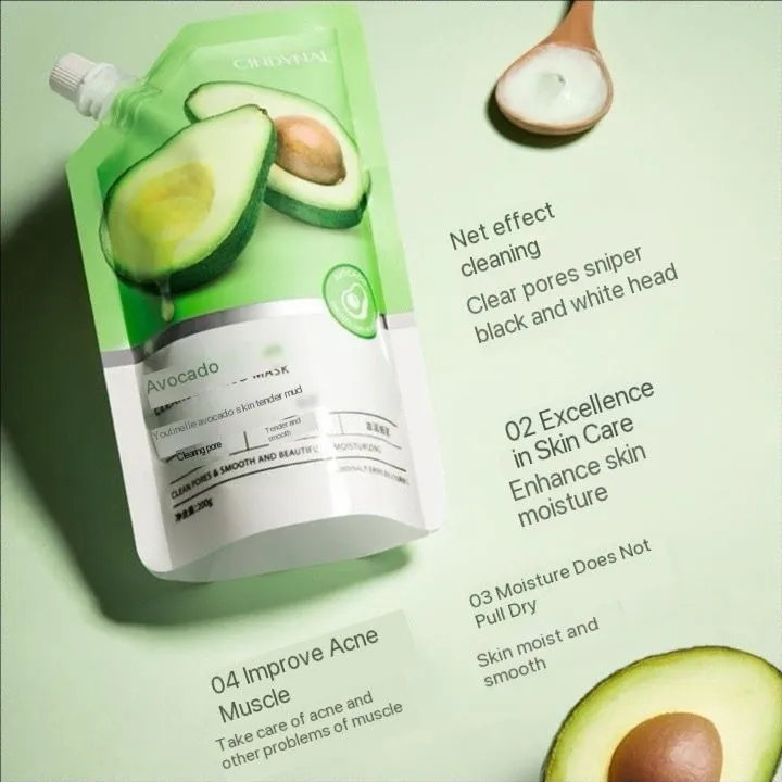 CINDYNAL Avocado Mud Masks Cleanse Rejuvenating Mask Moisturizing Hydrating Oil Control Brightening Skin Tone Masks